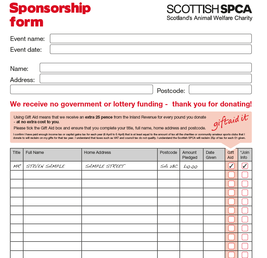 Sponsorship form